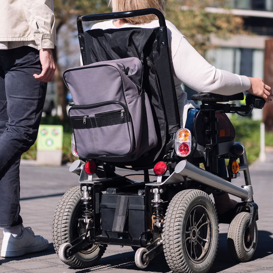 Woman on   power wheelchair